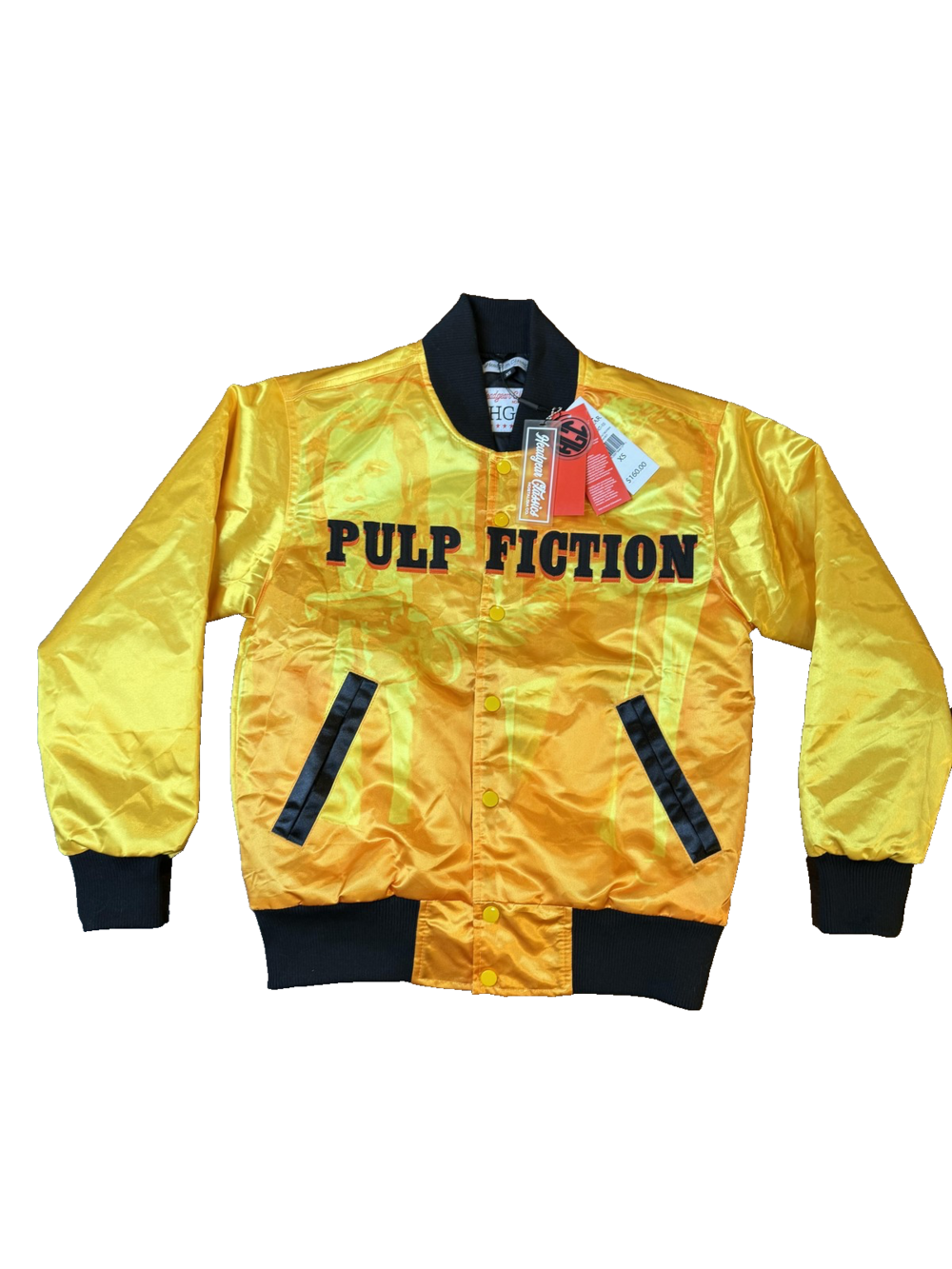 Pulp Fiction Jacket Mens XS Yellow Satin Bomber Quilted Lined Headgear Classics
